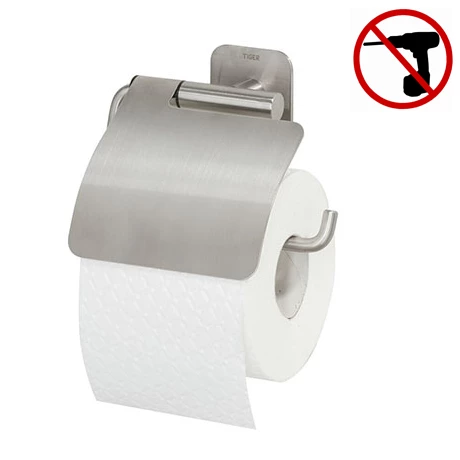 Tiger Colar Toilet Paper Holder with Cover - Brushed Stainless Steel -TOILET ACCESSORIES shop 1314130946 P