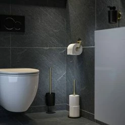 Tiger Tune Freestanding Spare Toilet Roll Holder - Brushed Brass/Black -TOILET ACCESSORIES shop 1325535646 D2 460