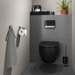 Tiger Tune Toilet Roll Holder with Cover - Brushed Stainless Steel/Black -TOILET ACCESSORIES shop 1326630946 D3 460