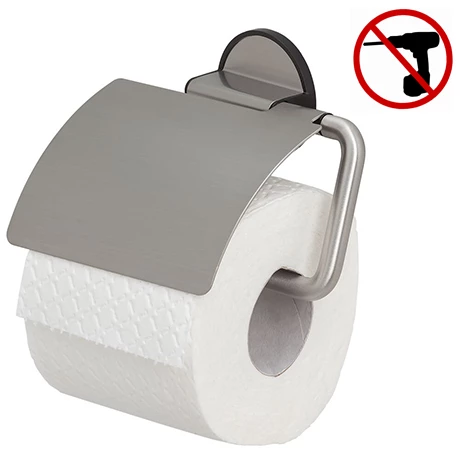 Tiger Tune Toilet Roll Holder with Cover - Brushed Stainless Steel/Black -TOILET ACCESSORIES shop 1326630946 P