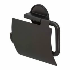 Tiger Tune Toilet Roll Holder with Cover - Brushed Black Metal/Black -TOILET ACCESSORIES shop 1326638946 D1 460