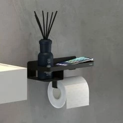 Tiger Caddy Toilet Roll Holder with Shelf - Black -TOILET ACCESSORIES shop 1401430746 D5 460