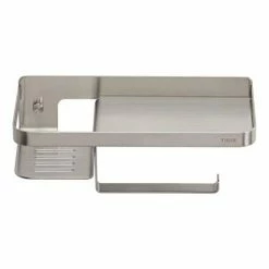 Tiger Caddy Toilet Roll Holder with Shelf - Brushed Stainless Steel -TOILET ACCESSORIES shop 1401430946 D4 460