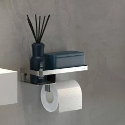 Tiger Caddy Toilet Roll Holder with Shelf - Brushed Stainless Steel -TOILET ACCESSORIES shop 1401430946 D5 460