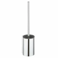 Keuco Plan Wall Mounted Toilet Brush & Holder - Chrome/Black