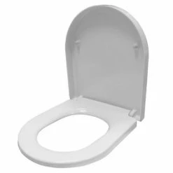 Euroshowers ONE Seat Short D-Shape Soft Close Toilet Seat - White - 88210 -TOILET ACCESSORIES shop 80210 n d1 375