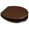 Euroshowers Walnut MDF Toilet Seat with Chrome Bar Hinges - 82984