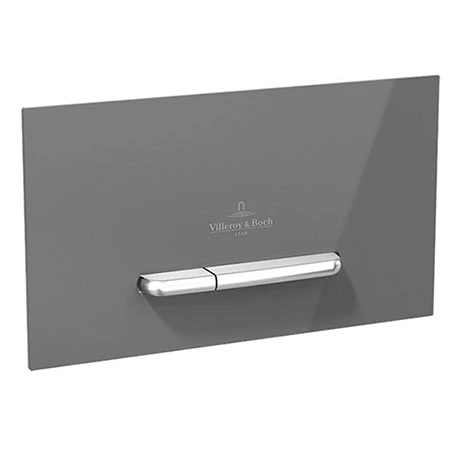 Villeroy and Boch ViConnect Glass Glossy Grey Dual Flush Plate - 922160RA 3 Villeroy and Boch ViConnect Glass Glossy Grey Dual Flush Plate - 922160RA