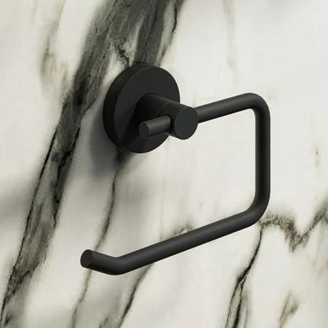 Arezzo Matt Black Round Toilet Roll Holder 4 Arezzo Matt Black Round Toilet Roll Holder - Image 2