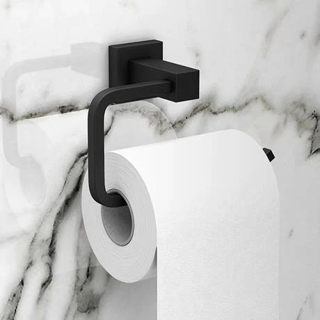Arezzo Matt Black Square Toilet Roll Holder 4 Arezzo Matt Black Square Toilet Roll Holder - Image 2