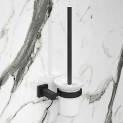 Arezzo Matt Black Toilet Brush & Holder