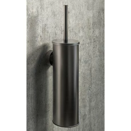 Arezzo Gunmetal Grey Wall Mounted Toilet Brush + Holder 4 Arezzo Gunmetal Grey Wall Mounted Toilet Brush + Holder - Image 2