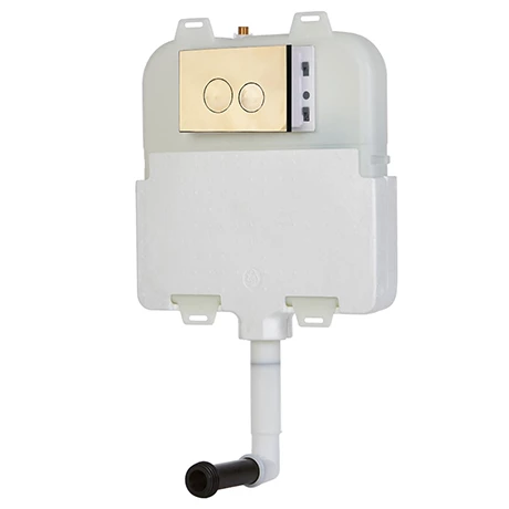 Arezzo Compact Concealed Cistern with Brushed Brass Flush Plate - Round Buttons 3 Arezzo Compact Concealed Cistern with Brushed Brass Flush Plate - Round Buttons