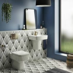 Arezzo Compact Concealed Cistern with Brushed Brass Flush Plate - Square Buttons -TOILET ACCESSORIES shop AZCCBRAS d5 460