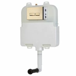 Arezzo Compact Concealed Cistern with Brushed Brass Flush Plate - Square Buttons