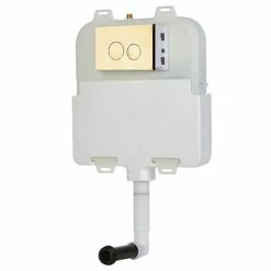 Arezzo Compact Concealed Cistern with Gold Flush Plate - Round Buttons