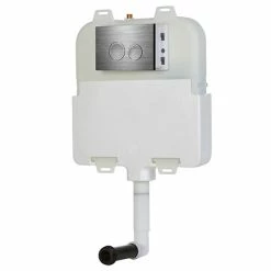 Arezzo Compact Concealed Cistern with Brushed Gunmetal Grey Flush Plate - Round Buttons