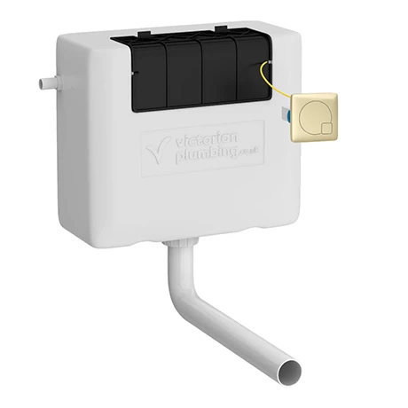 Arezzo Concealed WC Cistern incl. Brushed Brass Square Flush Plate 3 Arezzo Concealed WC Cistern incl. Brushed Brass Square Flush Plate