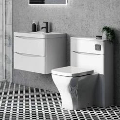 Arezzo Concealed WC Cistern incl. Matt Black Square Flush Plate -TOILET ACCESSORIES shop AZSQMBPK d5 460