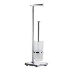 Smedbo Outline Lite Square Freestanding Toilet Brush and Roll Holder - FK603