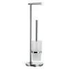 Smedbo Outline Lite Round Freestanding Toilet Brush and Roll Holder - FK607