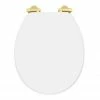 Toreno High Gloss White MDF Bottom Fixing Toilet Seat Brushed Brass Hinges -TOILET ACCESSORIES shop MSC020 N BB lrg1 670