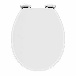 Toreno High Gloss White MDF Bottom Fixing Soft Close Toilet Seat with Chrome Hinges