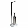 Trafalgar White Marble Effect Freestanding Toilet Roll & Toilet Brush Holder -TOILET ACCESSORIES shop TRWBHC P