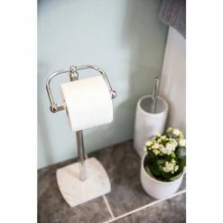 Trafalgar White Marble Effect Freestanding Toilet Roll Holder -TOILET ACCESSORIES shop TRWTRH D2 460