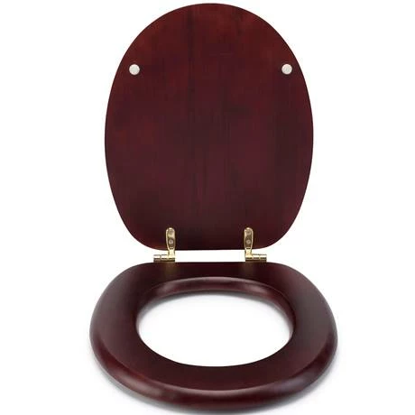 Croydex Mahogany Effect Solid Wood Toilet Seat with Brass Effect Fixings 7 Croydex Mahogany Effect Solid Wood Toilet Seat with Brass Effect Fixings - Image 5