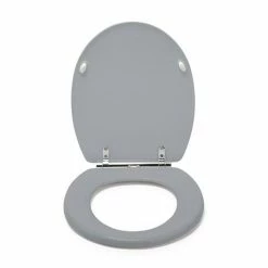 Croydex Lugano Grey Flexi-Fix Toilet Seat with Soft Close and Quick Release - WL601031H -TOILET ACCESSORIES shop WL601031H D2 460