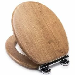 Croydex Flexi-Fix Ontario Teak Effect Anti-Bacterial Toilet Seat with Soft Close and Quick Release - WL602086H -TOILET ACCESSORIES shop WL602086H ai2 460