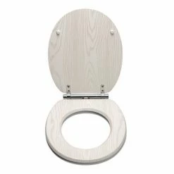 Croydex Maitland White Oak Effect Flexi-Fix Toilet Seat with Soft Close and Quick Release - WL605122H -TOILET ACCESSORIES shop WL605122H D3 460